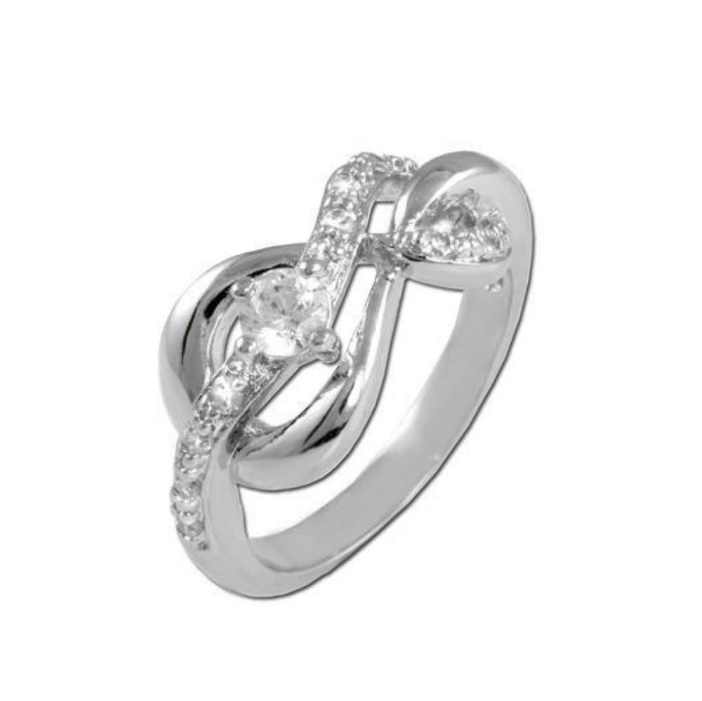 925 Silver CZ Diamond Twist Ring